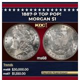 1887-p Morgan Dollar TOP POP! $1 ms68 SEGS