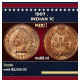 1907 Indian Cent . 1c ms66 rd SEGS