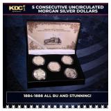 5x Coin Consecutive MORGAN Set 1884-1888-p ALL UNC