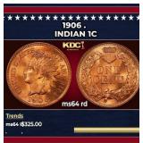 1906 Indian Cent . 1c Grades ms64 rd