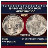 1945-s Mercury Dime Near Top Pop! 10c ms68 FSB SEG