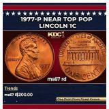 1977-p Lincoln Cent Near Top Pop 1c ms67 rd SEGS