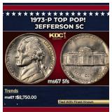 1973-p Jefferson Nickel TOP POP! 5c ms67 5fs SEGS