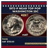 1972-p Washington Quarter Near Top Pop 25c ms67 SE