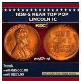 1938-s Lincoln Cent Near Top Pop 1c ms67+ rd SEGS