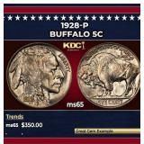 1928-p Buffalo Nickel 5c Grades ms65