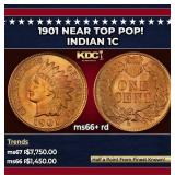 1901 Indian Cent Near Top Pop! 1c ms66+ rd SEGS