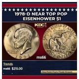 1978-d Eisenhower Dollar Near Top Pop $1 ms66 SEGS