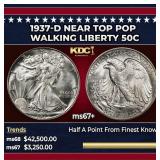 1937-d Walking Liberty Half Dollar Near Top Pop 50