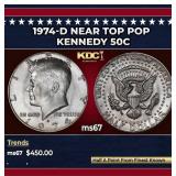 1974-d Kennedy Half Dollar Near Top Pop 50c ms67 S