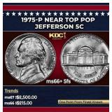 1975-p Jefferson Nickel Near Top Pop 5c ms66+ 5fs