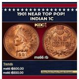 1901 Indian Cent Near Top Pop! 1c Grades ms66 rb