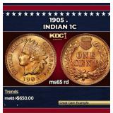 1905 Indian Cent . 1c Grades ms65 rd