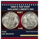 1939-s Walking Liberty Half Dollar TOP POP! 50c ms