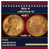1914-p Lincoln Cent 1c ms65+ rd SEGS