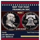 1957 Proof Franklin Half Dollar TOP POP! 50c pr69