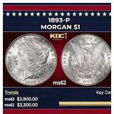 1893-p Morgan Dollar $1 ms62 USCG