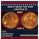 1936-p Lincoln Cent Near Top Pop 1c ms68 rd SEGS