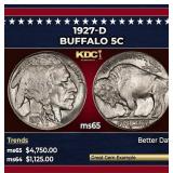 1927-d Buffalo Nickel 5c ms65 SEGS