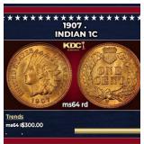 1907 Indian Cent . 1c Grades ms64 rd