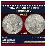1904-p Morgan Dollar Near Top Pop $1 ms66 SEGS