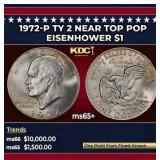 1972-p Ty 2 Eisenhower Dollar Near Top Pop $1 ms65