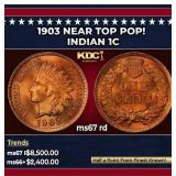 1903 Indian Cent Near Top Pop! 1c ms67 rd SEGS