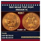 1901 Indian Cent Near Top Pop! 1c ms66+ rd SEGS