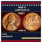 1935-s Lincoln Cent 1c Grades ms66 rd