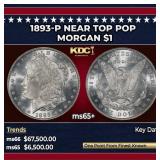 1893-p Morgan Dollar Near Top Pop $1 ms65+ SEGS