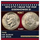 1972-p Ty 1 Eisenhower Dollar Near Top Pop $1 ms65