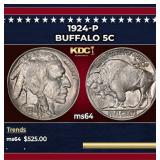 1924-p Buffalo Nickel 5c Grades ms64
