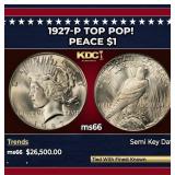 1927-p Peace Dollar TOP POP! $1 ms66 SEGS