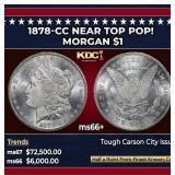 1878-cc Morgan Dollar Near Top Pop! $1 ms66+ SEGS