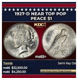 1927-d Peace Dollar Near Top Pop $1 ms65+ SEGS