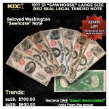 1x 1917 $1 Large Size Red Seal Legal Tender Note 