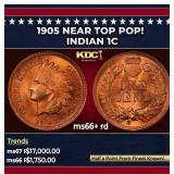 1905 Indian Cent Near Top Pop! 1c ms66+ rd SEGS