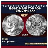 1978-d Kennedy Half Dollar Near Top Pop 50c ms67 S