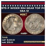 1979-p Wider Rim Susan B. Anthony Dollar Near Top