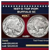 1937-d Buffalo Nickel TOP POP! 5c ms68+ SEGS