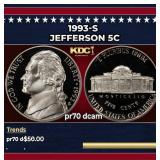 1993-s Proof Jefferson Nickel 5c pr70 dcam SEGS