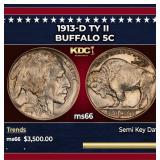 1913-d Ty II Buffalo Nickel 5c ms66 SEGS