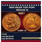 1909 Indian Cent Near Top Pop! 1c ms66+ rd SEGS