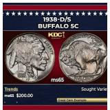1938-d/s Buffalo Nickel 5c Grades ms65