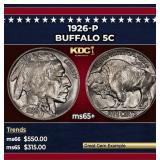 1926-p Buffalo Nickel 5c Grades ms65+