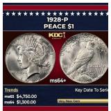 1928-p Peace Dollar $1 ms64+ SEGS