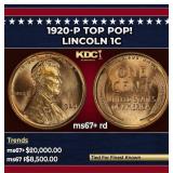 1920-p Lincoln Cent TOP POP! 1c ms67+ rd SEGS