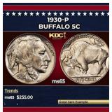 1930-p Buffalo Nickel 5c Grades ms65