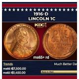 1916-d Lincoln Cent 1c ms65+ rd SEGS