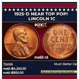 1925-d Lincoln Cent Near Top Pop! 1c ms65 rd SEGS